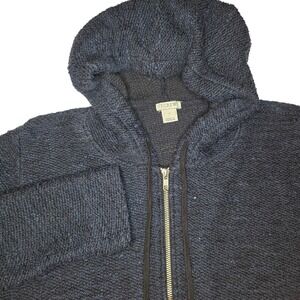 J. Crew Textured Knit Full Zip Hoodie Navy Blue Women's Size Large